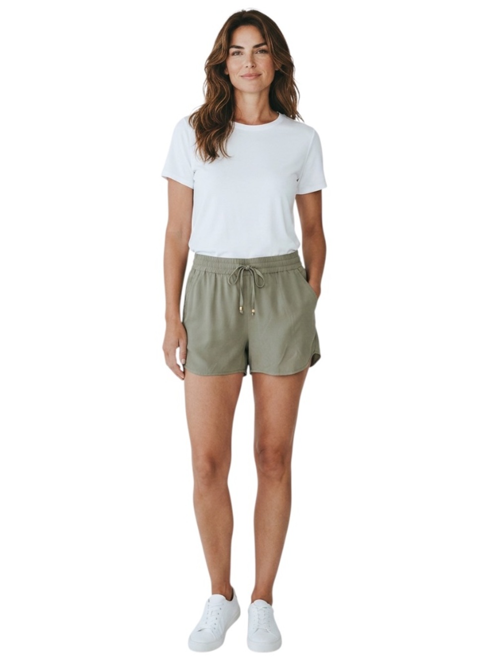 Only Size 38 (Medium) Green Lightweight Shorts with Adjustable Tie Waist